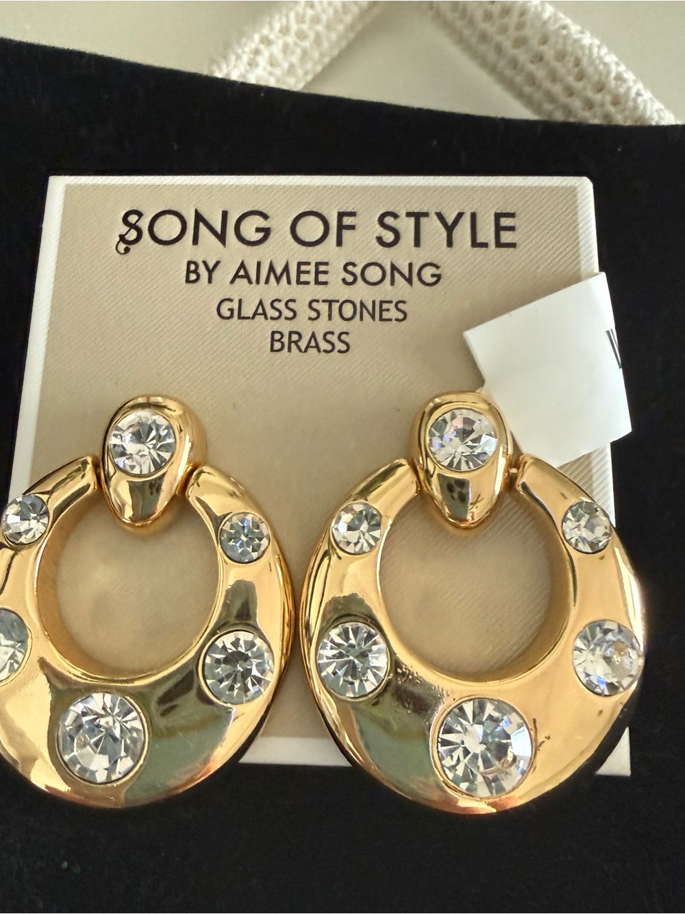 Song of Style Gold Crystal Hoop Drop Earrings by Aimee Song
